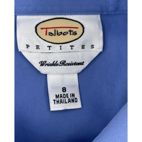 Talbots Petites Wrinkle Resistant Blue Button-Down Shirt Size 8 - Picture 2 of 5